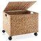Casafield Rolling Filing Cabinet - Water Hyacinth File Organizer with Lid and Locking Wheels, Home Office Storage for Hanging Folders